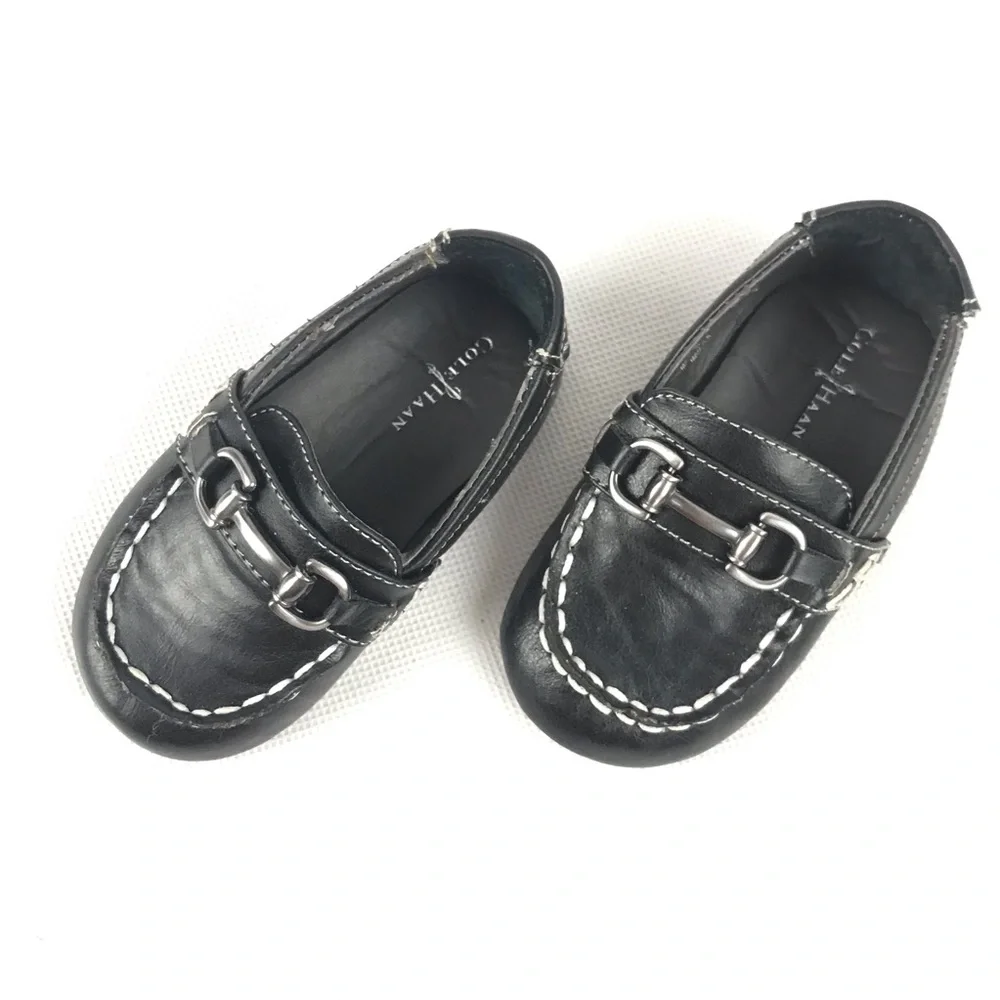 Cole Haan Mini Bit Size 4 Black Baby Boy Dress Shoes Formal Christening Preppy